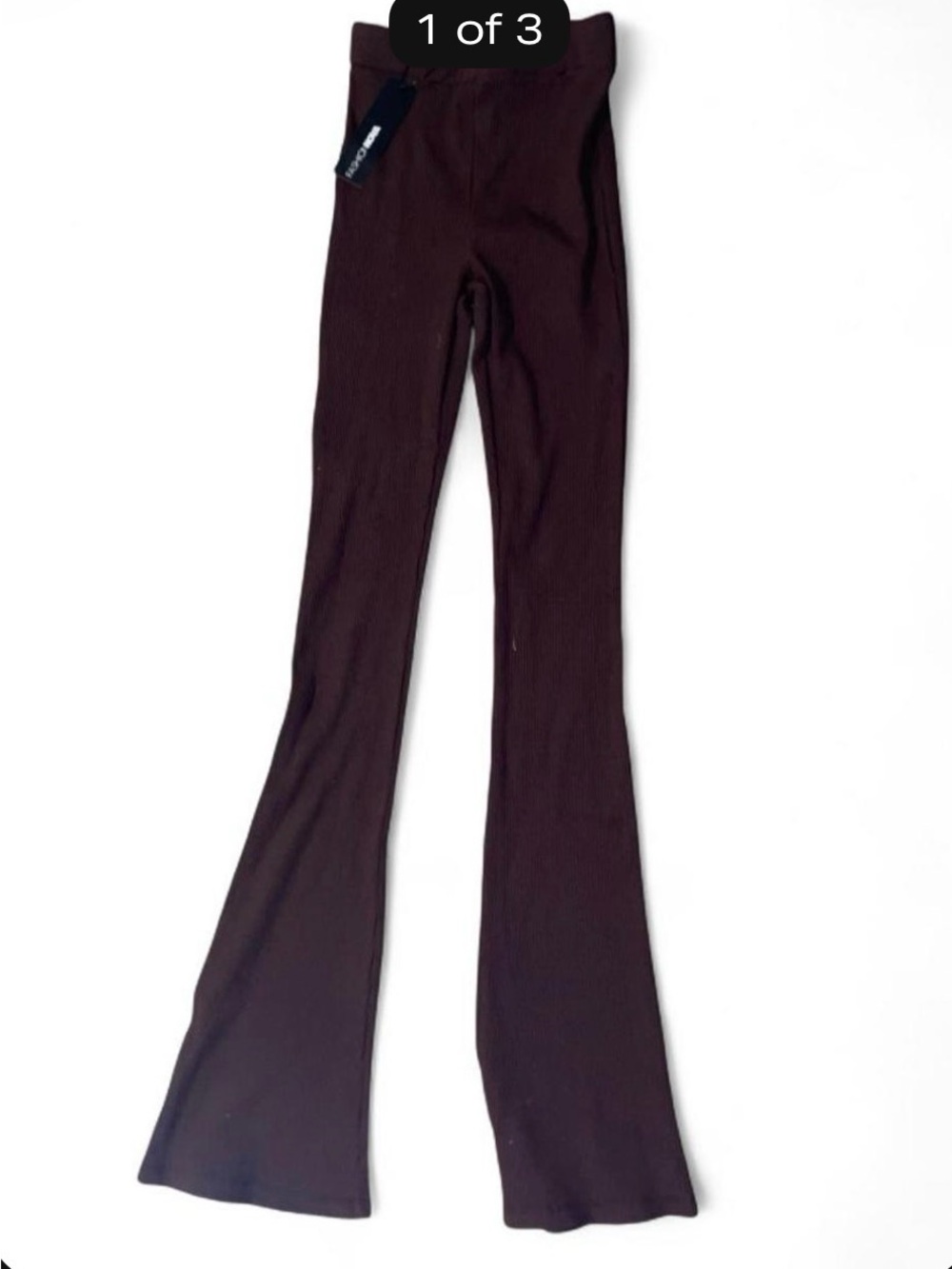 Fashion Nova Women's Ribbed Flare Jeans - Dark Brown